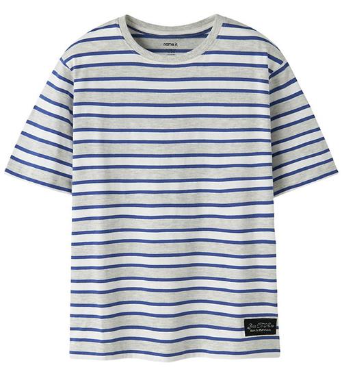 Name It T-shirt - NkmKristian - Light Grey Melange/Deep Ultramar