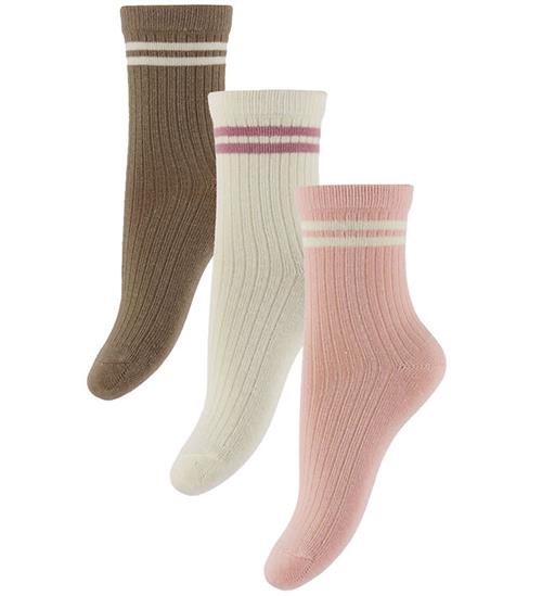 Name it Strømper - 3-pak - NmfKimis - Antique White/Lotus + Brow