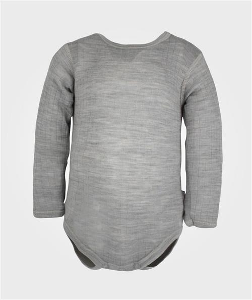 Joha Babybody Grå Lt. Grey Melange-60 cm Uld Grå  60 cm  Drenge, Piger