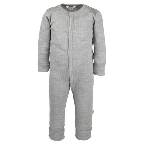 Joha Rib Heldragt Grå Lt. Grey Melange-60 cm Uld Grå  60 cm  Drenge, Piger