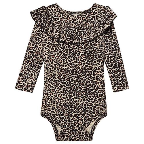 MarMar Copenhagen Bibbi Leo Babybody Beige 1 months  Brun Dyr 1 måneder  Piger