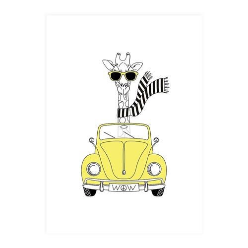XO Posters Poster Cool Giraffe One Size  Gul  One Size  Drenge, Piger