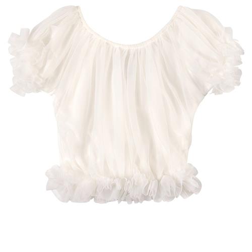 DOLLY by Le Petit Tom Frilly Princess Top Off-White 1-3 Y  Hvid  1-3 år  Piger