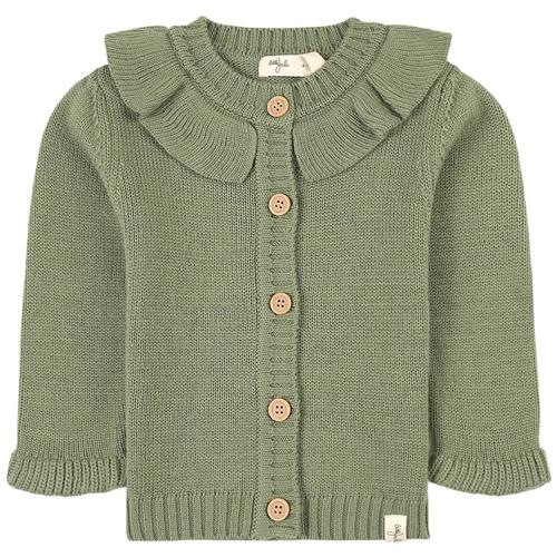 Little Jalo Flounce Strikket Cardigan Khaki 56 cm  Grøn  56 cm  Piger