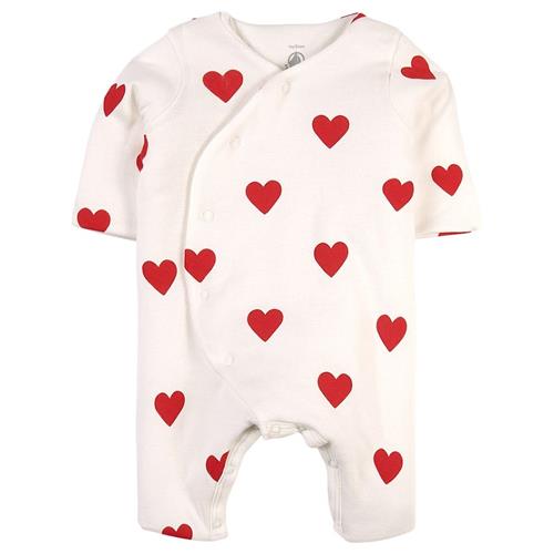 Petit Bateau Hjertemønstret Heldragt Cremefarvet 12 months  Hvid Hjerter 12 måneder  Drenge, Piger
