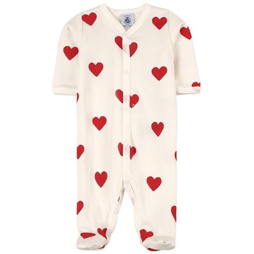 Petit Bateau Hjertemønstret Sparkedragt Cremefarvet 24 months  Hvid Hjerter 24 måneder  Piger