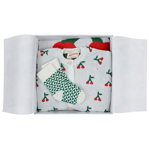 Bobo Choses Cherry Strikket Gavesæt Naturhvid 6 months  Creme  6 måneder  Drenge, Piger