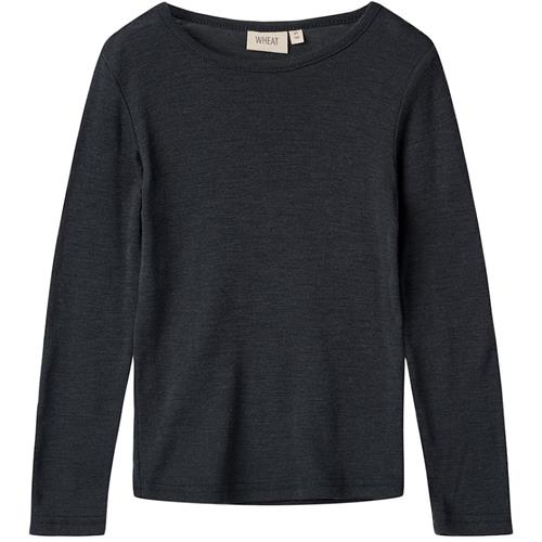 Wheat Uld-T-shirt L/S Alfie Navy 110 cm  Marineblå  110 cm  Drenge, Piger