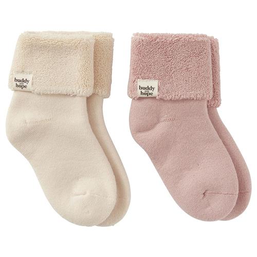 Buddy & Hope 2-pak GOTS Allan Strømper Off White/Pink Mauve 13-15 EU  Lyserød  13-15 EU  Drenge, Piger