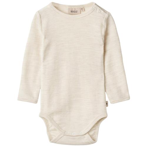 Wheat Langærmet Uld Body Lucca Eggshell Melange 92 cm  Creme  92 cm  Drenge, Piger