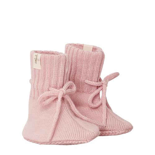 Little Jalo Strikkede Tøffeler I Uld Blush Pink 62/68 cm Wool Lyserød  62/68 cm  Piger