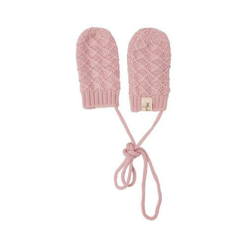 Little Jalo Strikkede Babyvanter I Uld Blush Pink 50/56 cm Wool Lyserød  50/56 cm  Drenge, Piger