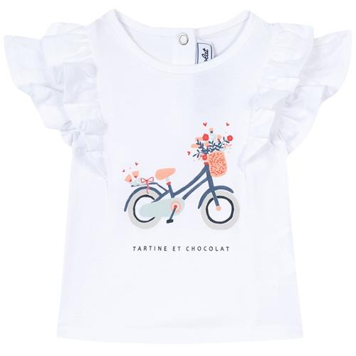 Tartine et Chocolat Baby T-shirt Med Volanter Hvid 6 Months  Hvid  6 måneder  Piger