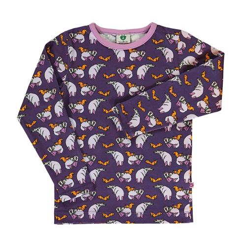 Småfolk Long-sleeved top with badger and squirrel  Loganberry 3-4 Y  Lilla  3-4 år  Piger