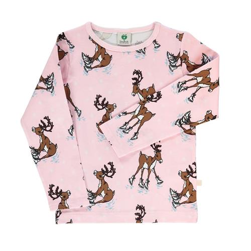 Småfolk Raindeer Langærmet T-Shirt Icy Pink 4-5 Y  Lyserød  4-5 år  Piger