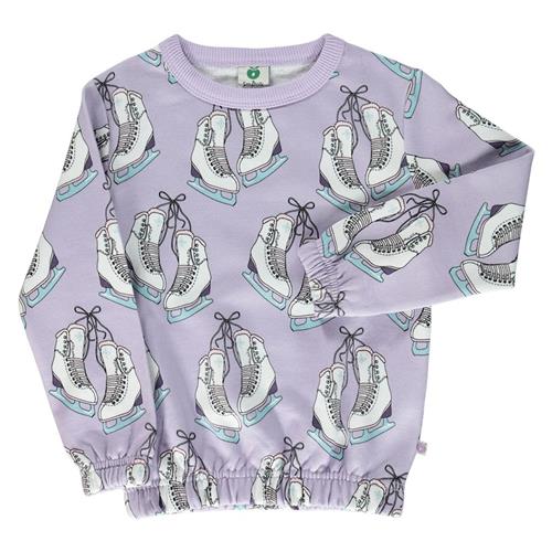 Småfolk Sweatshirt Orchid Petal med skøjter 4-5 Y  Lilla  4-5 år  Piger