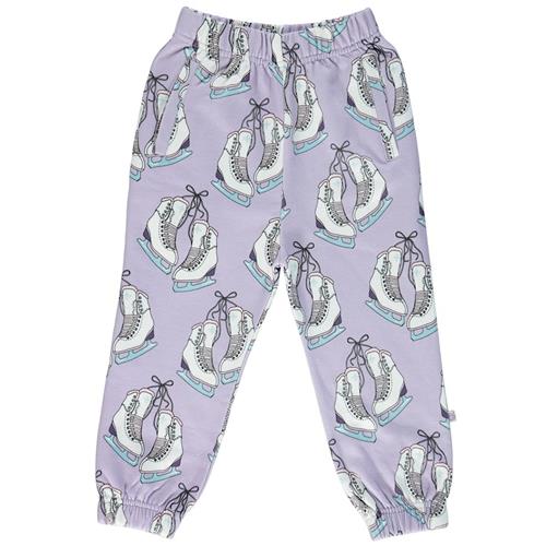 Småfolk Sweatpants i Orchid Petal med skøjteprint 1-2 Y  Lilla  1-2 år  Piger