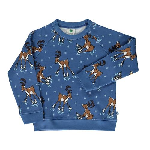 Småfolk Sweatshirt with reindeer Federal Blue Federal Rensdyr Sweatshirt i Federal Blue 2-3 Y  Blå  2-3 år  Drenge, Piger