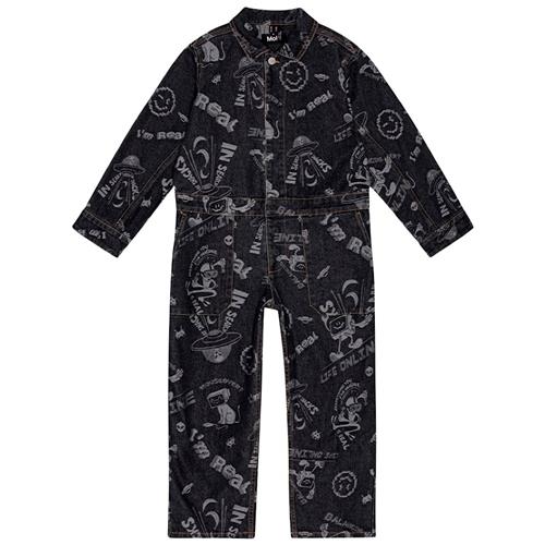 Molo Ayo Jumpsuit Comic Jacquard 122/128 cm  Sort  122/128 cm  Drenge, Piger