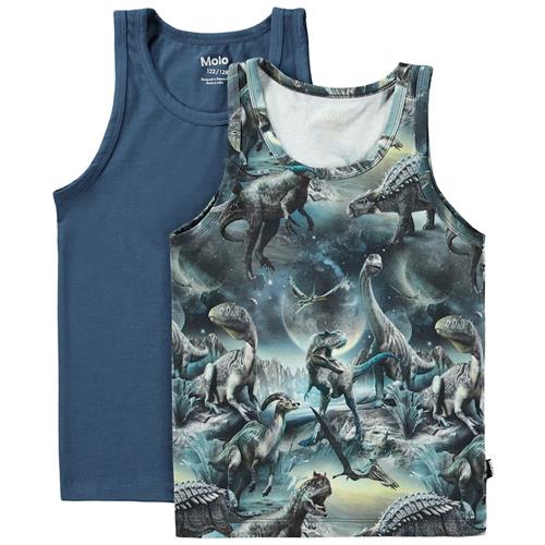 Molo 2-pak GOTS Jayden Tanktoppe Dinos Calm 92/98 cm  Blå  92/98 cm  Drenge