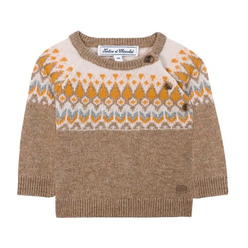 Tartine et Chocolat Uldtrøje Heated Chestnut 9 months Wool Brun  9 måneder  Drenge