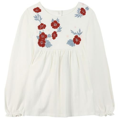 Tartine et Chocolat Cremefarvet bluse med blomsterbroderi 3 Y  Lyserød  3 år  Piger