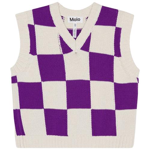 Molo Gitta Strikket Vest Purple Shell Check 122/128 cm  Lilla  122/128 cm  Piger