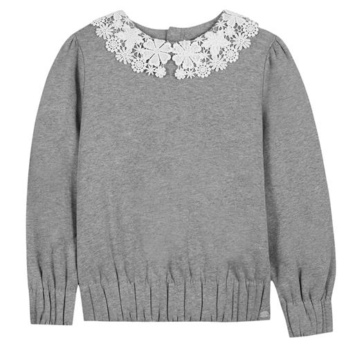 Tartine et Chocolat Sweatshirt med blomsterkrave Heather Grey 2 Y  Grå  2 år  Piger