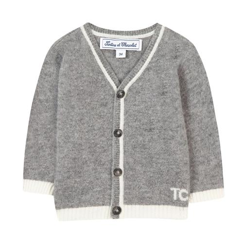 Tartine et Chocolat Cardigan i kashmir, grå 4 Y  Grå  4 år  Drenge
