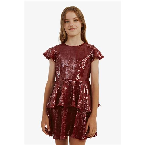 Bardot Junior Mindie Sequin Kjole Burgundy 7 Y  Rød  7 år  Piger