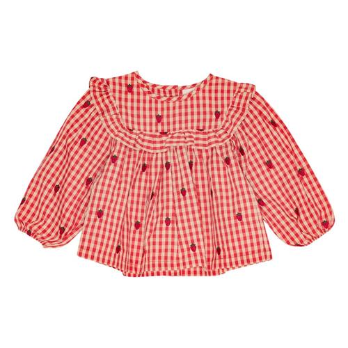 Flöss Molly Bluse Berry Gingham 134 cm  Rød  134 cm  Piger