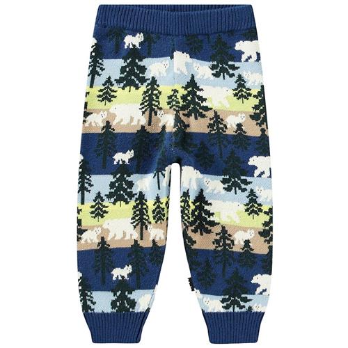 Molo Sol Strikkede Bukser Forest Bears 62 cm  Blå  62 cm  Drenge, Piger