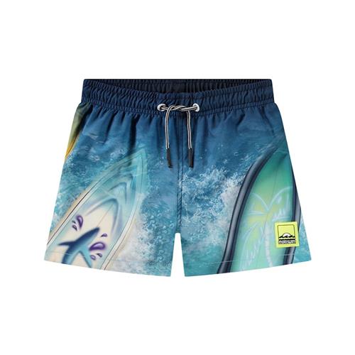 Molo Niko Board Shorts Surf Art Blue Chill 92/98 cm  Blå  92/98 cm  Drenge, Piger