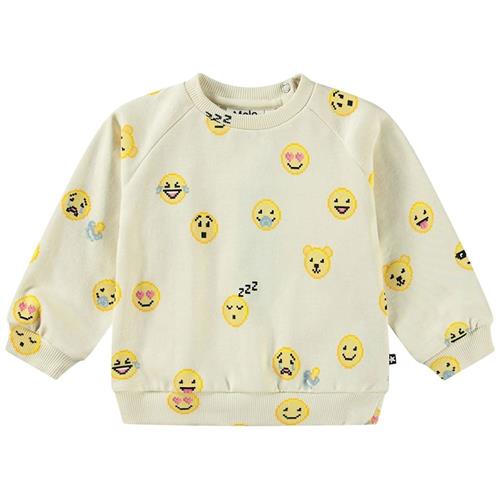 Molo GOTS Disc Sweatshirt Happy Pixels 62 cm  Creme  62 cm  Drenge, Piger