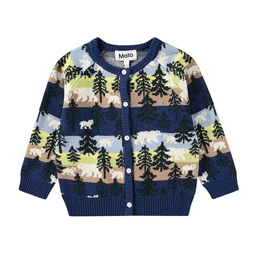Molo Brody Cardigan Forest Bears 68 cm  Blå  68 cm  Drenge, Piger