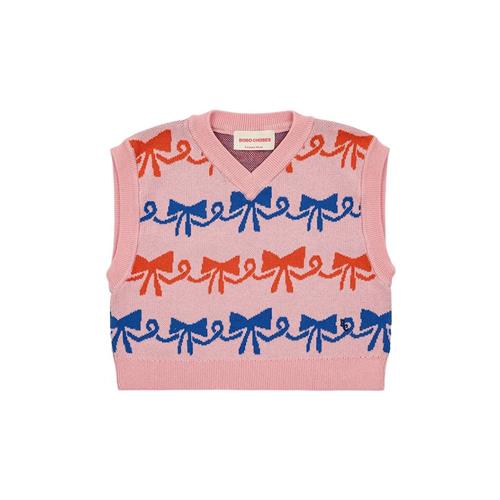 Bobo Choses Ribbon Bow Strikket Vest Lyserød 4-5 Y  Lyserød  4-5 år  Piger