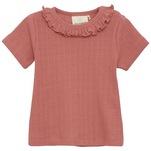 EnFant Ribbet T-shirt Old Rose 62 cm  Lyserød  62 cm  Piger