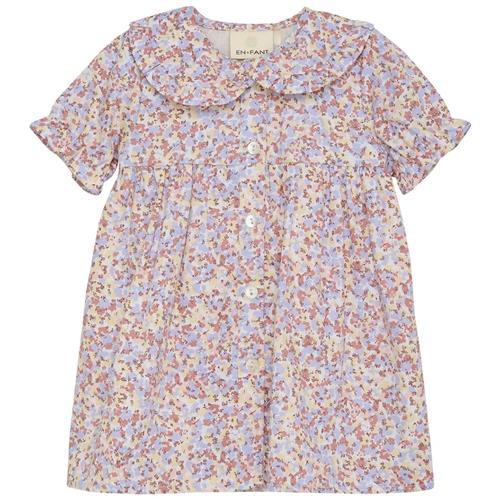EnFant GOTS Mønstret Baby-kjole Eggnog 56 cm  Creme  56 cm  Piger