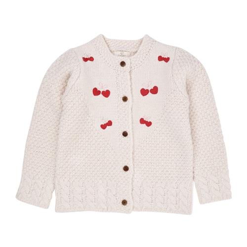 Copenhagen Colors Lambwool Cardigan w Bow Emb  CREAM 122 cm  Creme  122 cm  Drenge, Piger