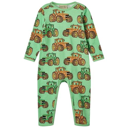 Småfolk Tractors Langærmet Onesie Minty Green Tea 56 cm  Grøn  56 cm  Drenge