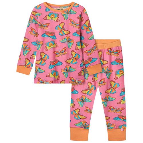 Småfolk Butterflies Pyjamas Bubblegum 1-2 Y  Lyserød  1-2 år  Piger