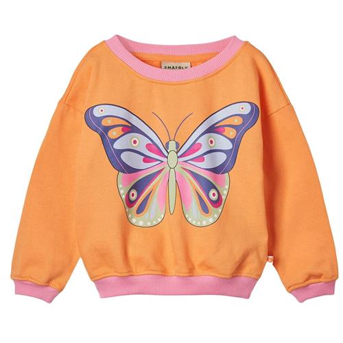 Småfolk Butterfly Sweatshirt Papaya 1-2 Y  Orange.  1-2 år  Piger