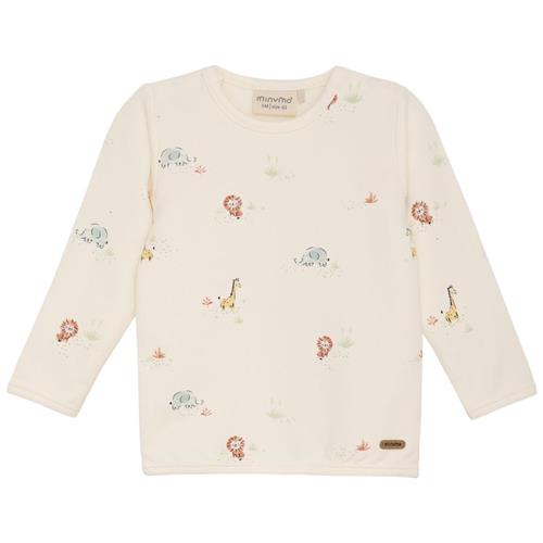 Minymo Mønstret Sweatshirt Eggnog 56 cm  Creme  56 cm  Drenge