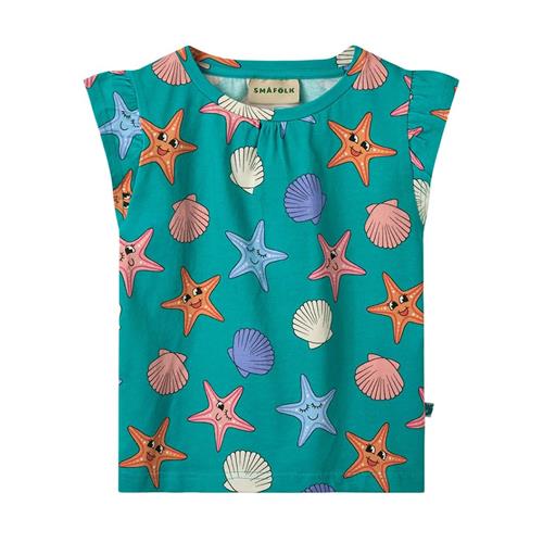 Småfolk Starfish T-shirt Teal 4-5 Y  Grøn  4-5 år  Drenge, Piger