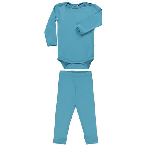 Småfolk Set Body Med Leggings Blue Grotto 80 cm  Blå  80 cm  Drenge, Piger