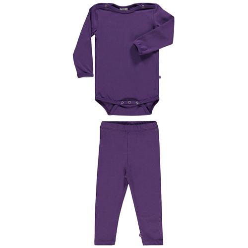 Småfolk Set Body Med Leggings Purple Heart 80 cm  Lilla  80 cm  Piger