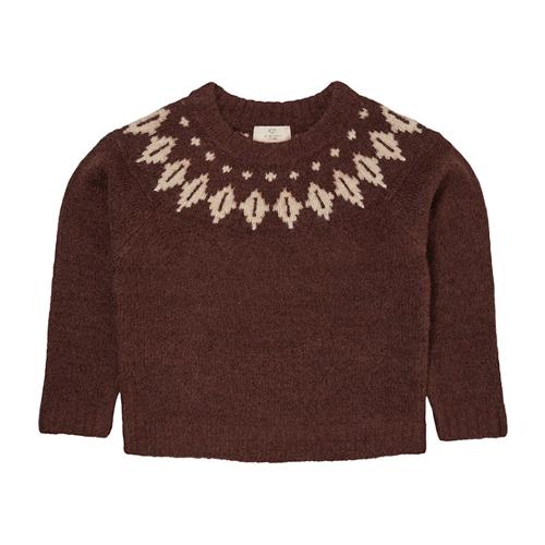 Copenhagen Colors Strikket sweater i Dark Brown og Cream 98 cm  Brun  98 cm  Drenge, Piger