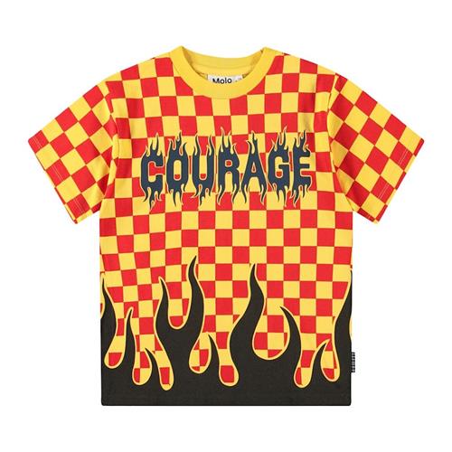 Molo Rodney Short-Sleeved T-Shirt Flame Check 92 cm  Gul  92 cm  Drenge
