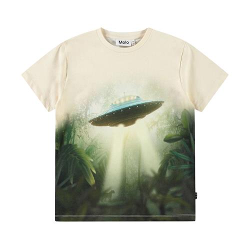 Molo Riley Short Sleeve T-Shirt Ufo Jungle 116 cm  Beige  116 cm  Drenge