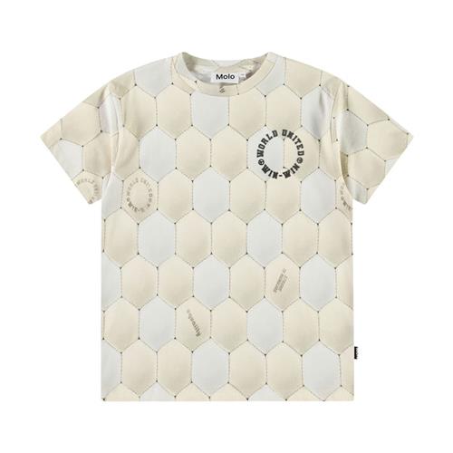 Molo Riley Short Sleeve T-Shirt Football Calm 116 cm  Beige  116 cm  Drenge